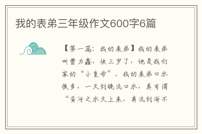 我的表弟三年级作文600字6篇