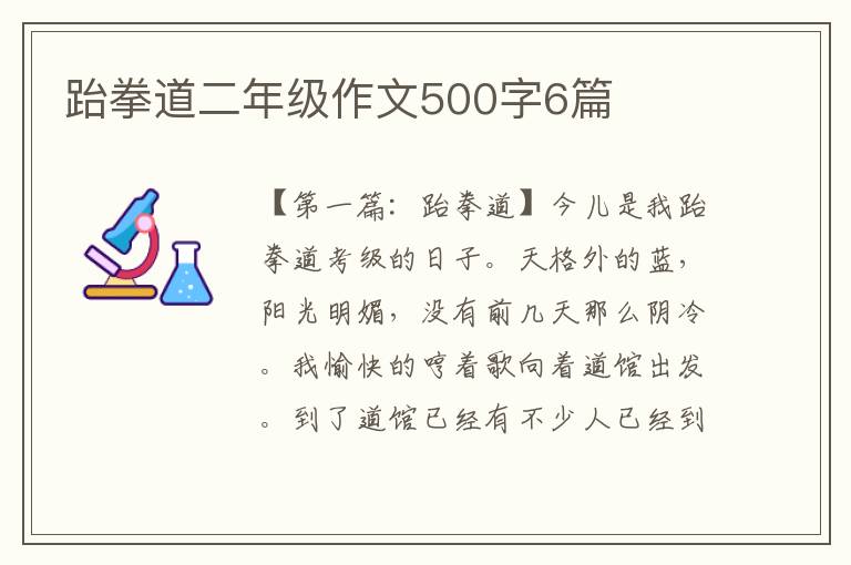 跆拳道二年级作文500字6篇