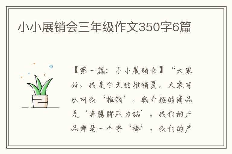 小小展销会三年级作文350字6篇