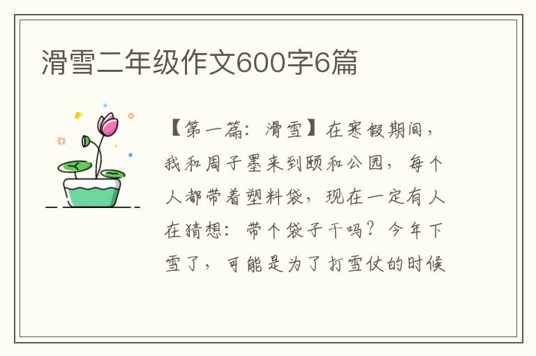 滑雪二年级作文600字6篇