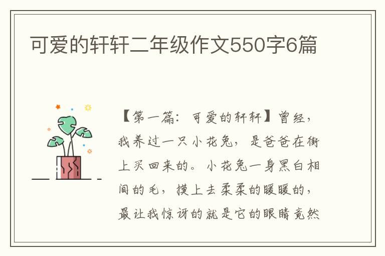 可爱的轩轩二年级作文550字6篇