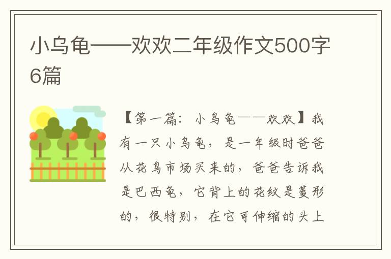 小乌龟——欢欢二年级作文500字6篇