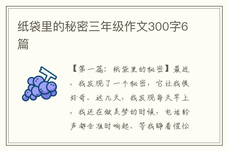 纸袋里的秘密三年级作文300字6篇