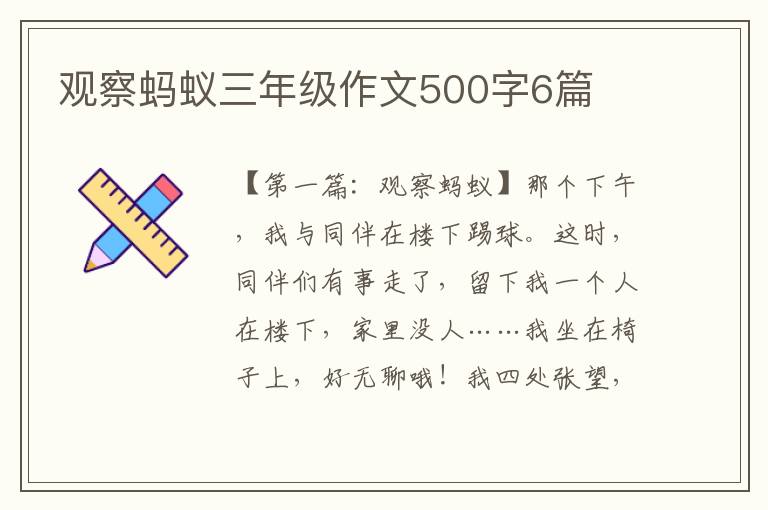 观察蚂蚁三年级作文500字6篇