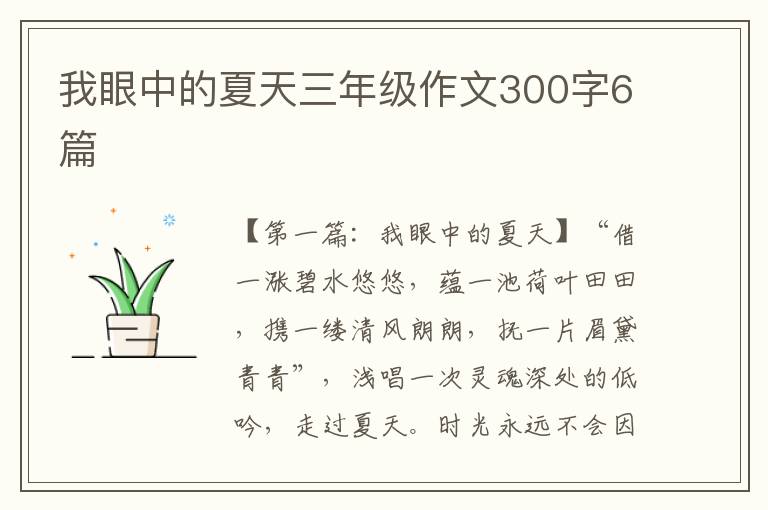 我眼中的夏天三年级作文300字6篇