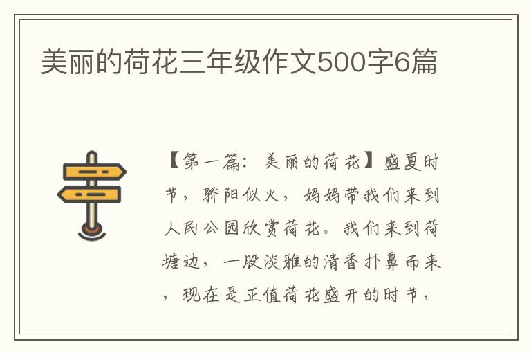 美丽的荷花三年级作文500字6篇