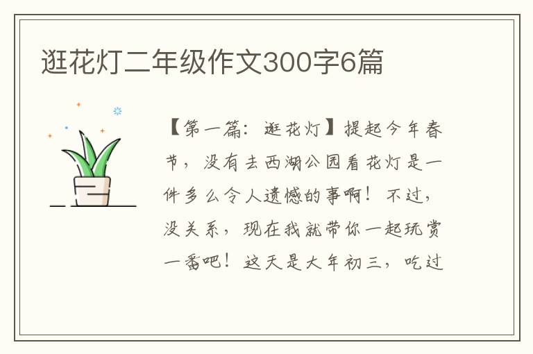 逛花灯二年级作文300字6篇