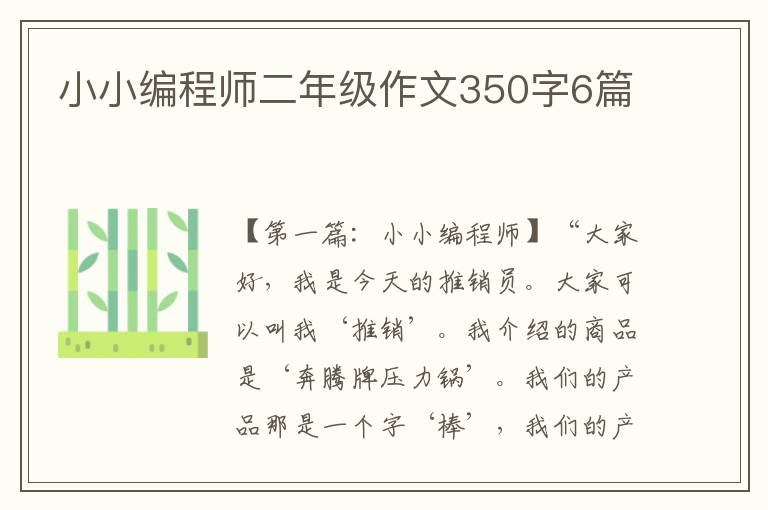 小小编程师二年级作文350字6篇