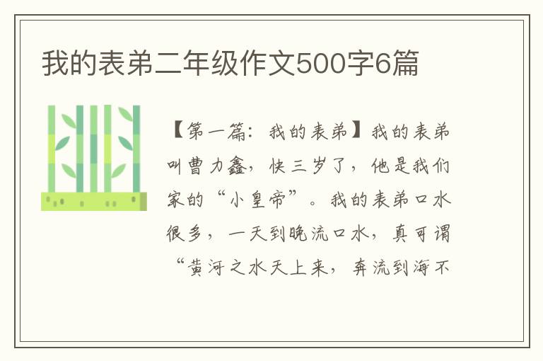 我的表弟二年级作文500字6篇