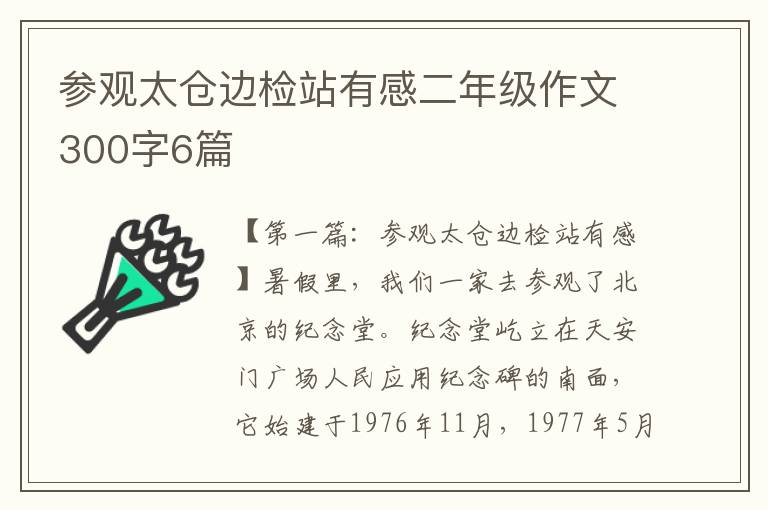 参观太仓边检站有感二年级作文300字6篇