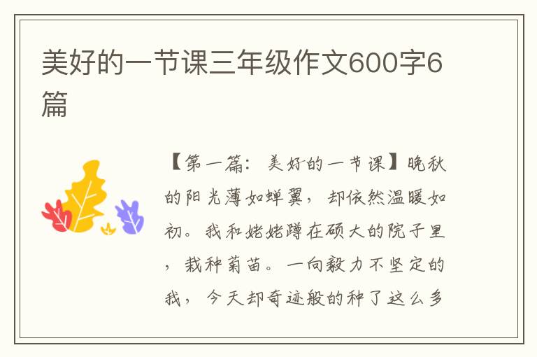 美好的一节课三年级作文600字6篇