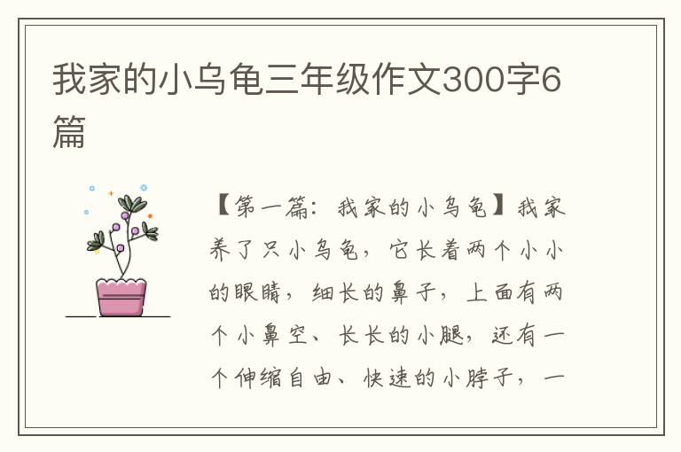 我家的小乌龟三年级作文300字6篇