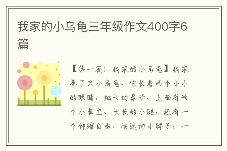 我家的小乌龟三年级作文400字6篇