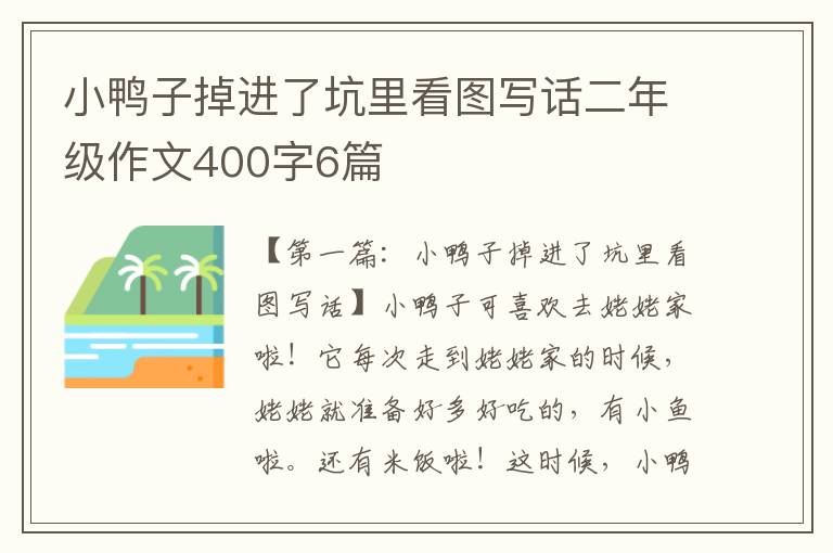 小鸭子掉进了坑里看图写话二年级作文400字6篇