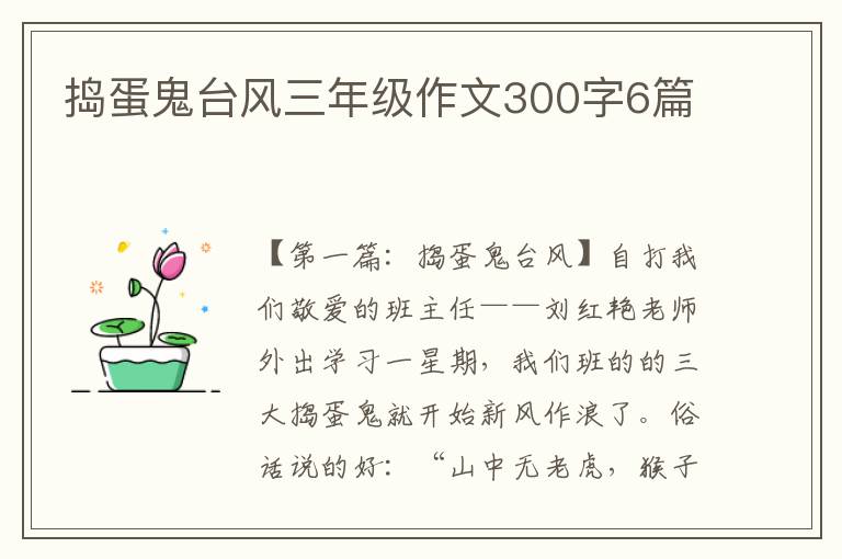 捣蛋鬼台风三年级作文300字6篇