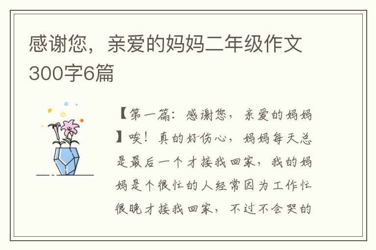 感谢您，亲爱的妈妈二年级作文300字6篇