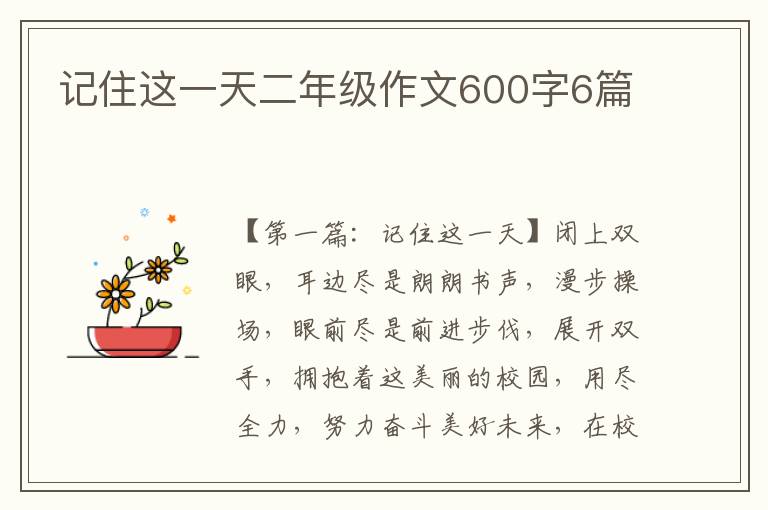 记住这一天二年级作文600字6篇