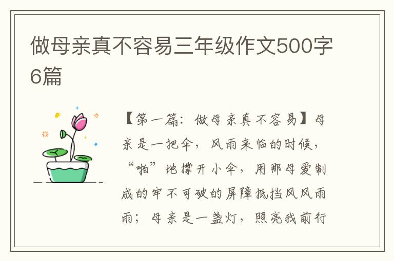 做母亲真不容易三年级作文500字6篇