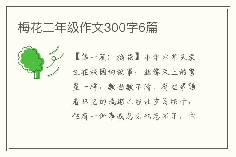 梅花二年级作文300字6篇