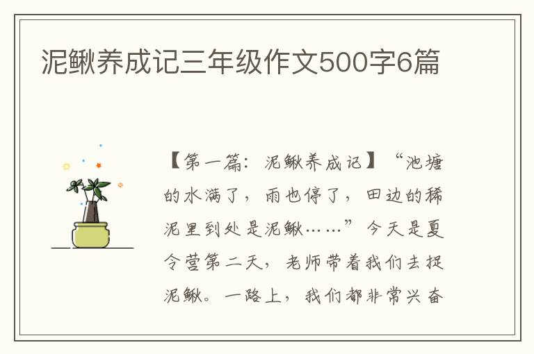 泥鳅养成记三年级作文500字6篇