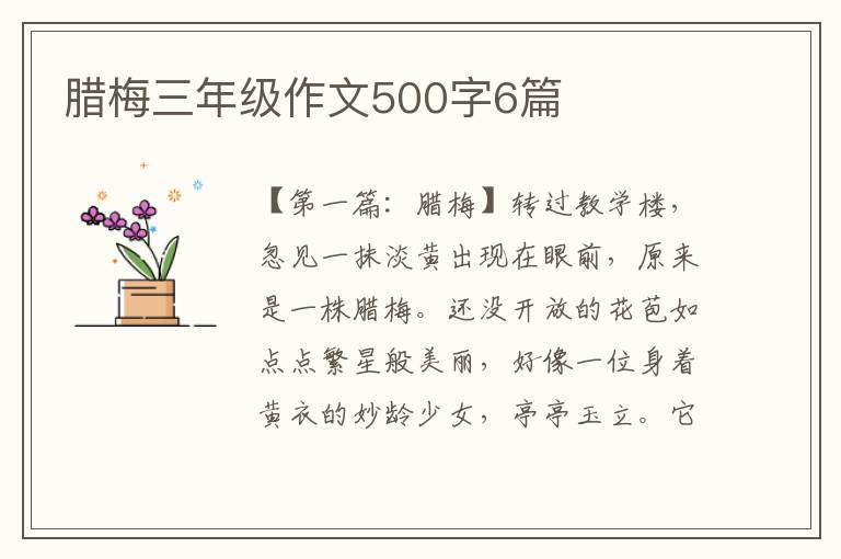 腊梅三年级作文500字6篇