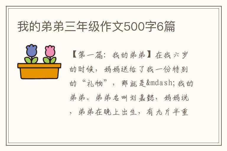 我的弟弟三年级作文500字6篇