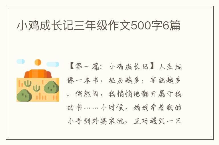 小鸡成长记三年级作文500字6篇