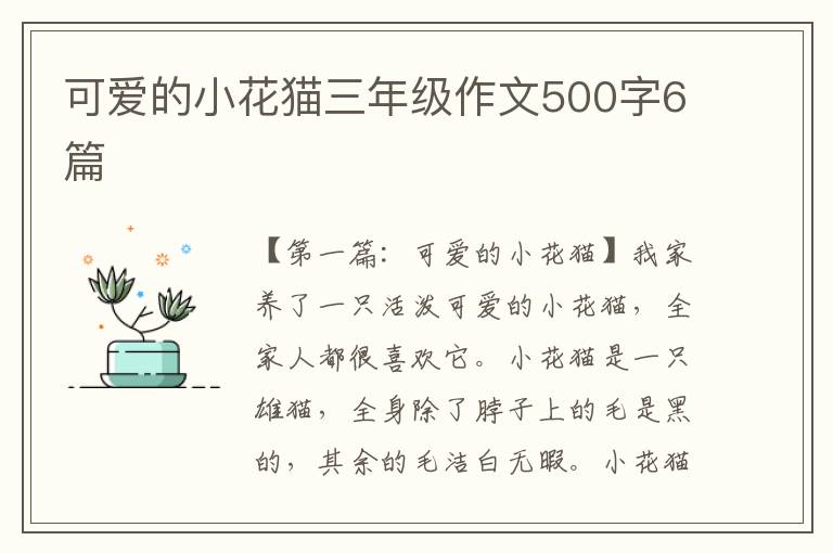 可爱的小花猫三年级作文500字6篇