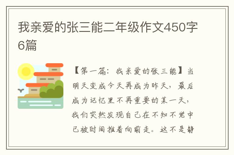 我亲爱的张三能二年级作文450字6篇