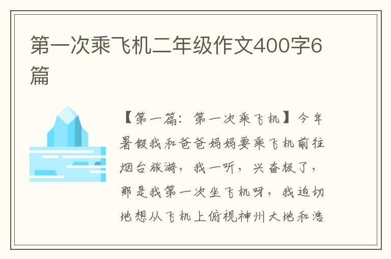 第一次乘飞机二年级作文400字6篇