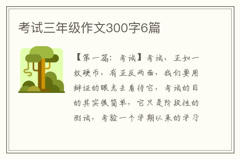 考试三年级作文300字6篇