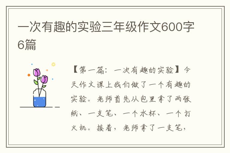 一次有趣的实验三年级作文600字6篇