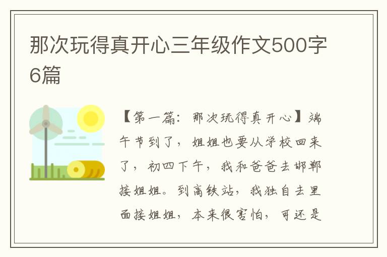 那次玩得真开心三年级作文500字6篇