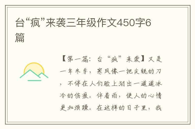 台“疯”来袭三年级作文450字6篇