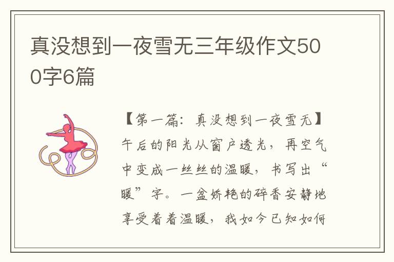 真没想到一夜雪无三年级作文500字6篇