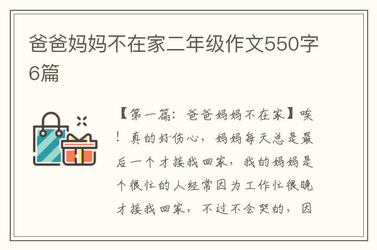 爸爸妈妈不在家二年级作文550字6篇