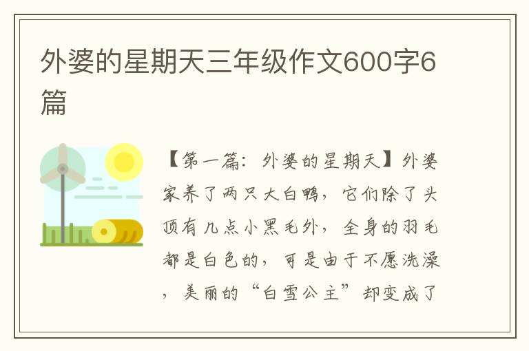 外婆的星期天三年级作文600字6篇