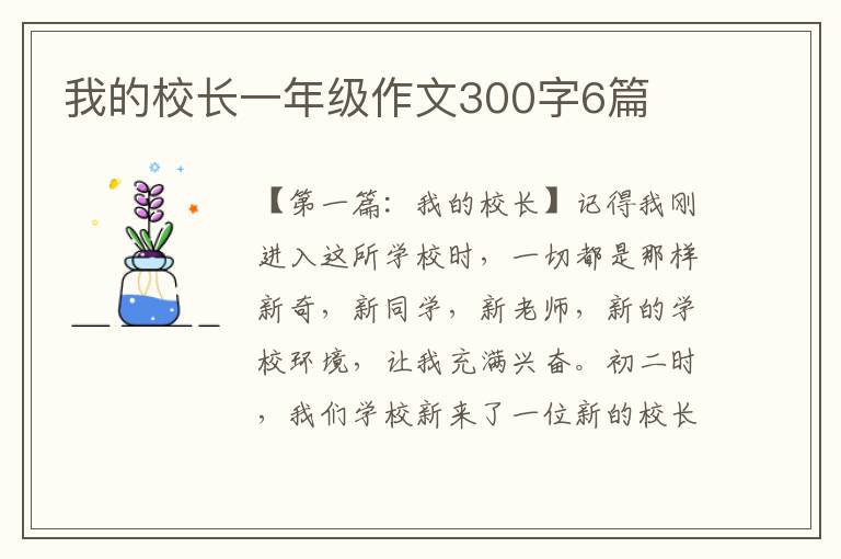 我的校长一年级作文300字6篇