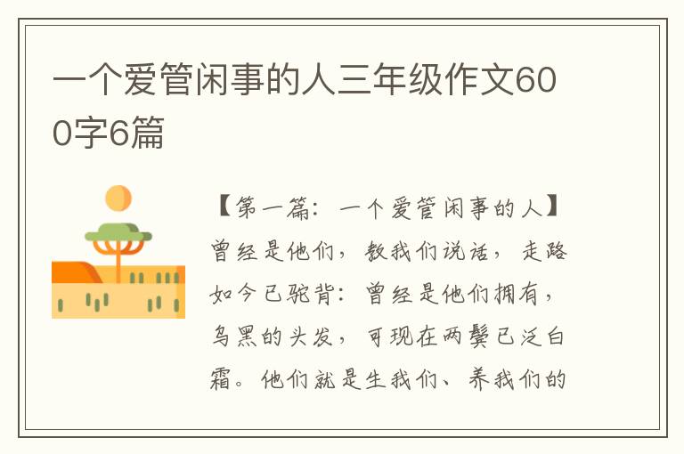 一个爱管闲事的人三年级作文600字6篇