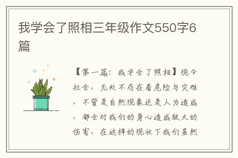 我学会了照相三年级作文550字6篇