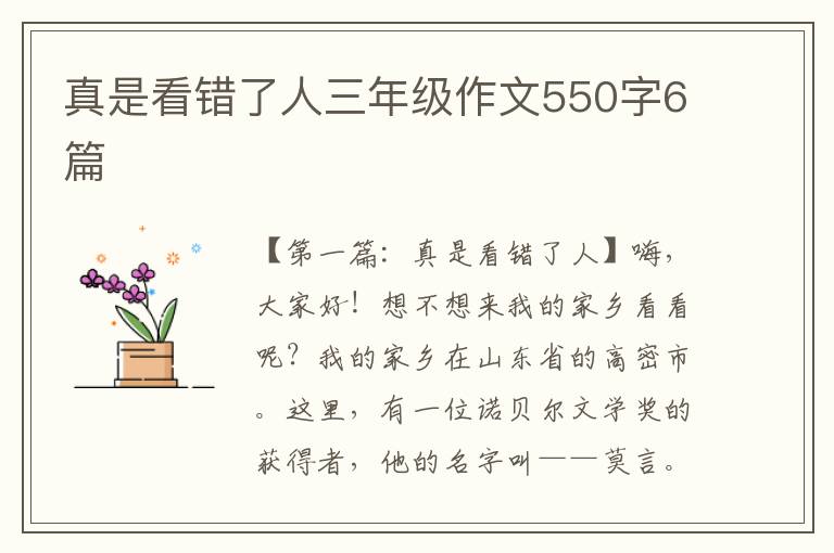 真是看错了人三年级作文550字6篇