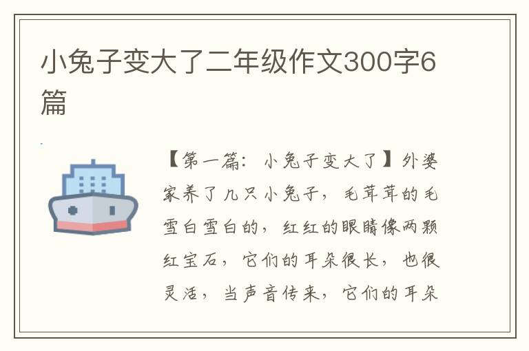 小兔子变大了二年级作文300字6篇