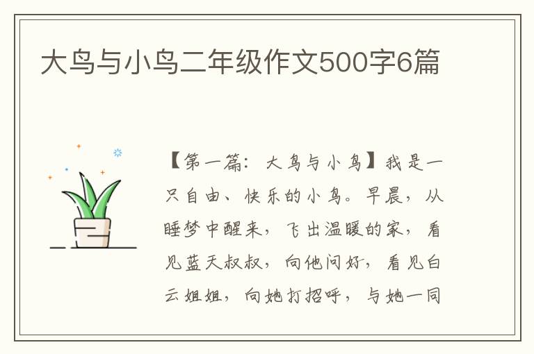 大鸟与小鸟二年级作文500字6篇