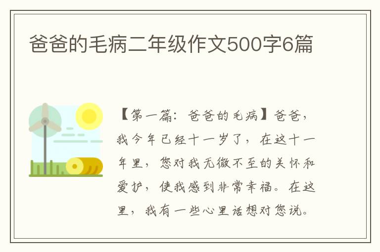 爸爸的毛病二年级作文500字6篇