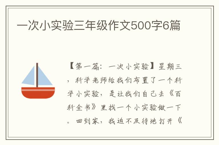 一次小实验三年级作文500字6篇