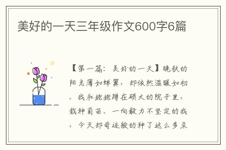 美好的一天三年级作文600字6篇