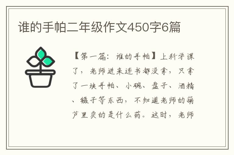 谁的手帕二年级作文450字6篇