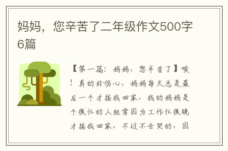 妈妈，您辛苦了二年级作文500字6篇