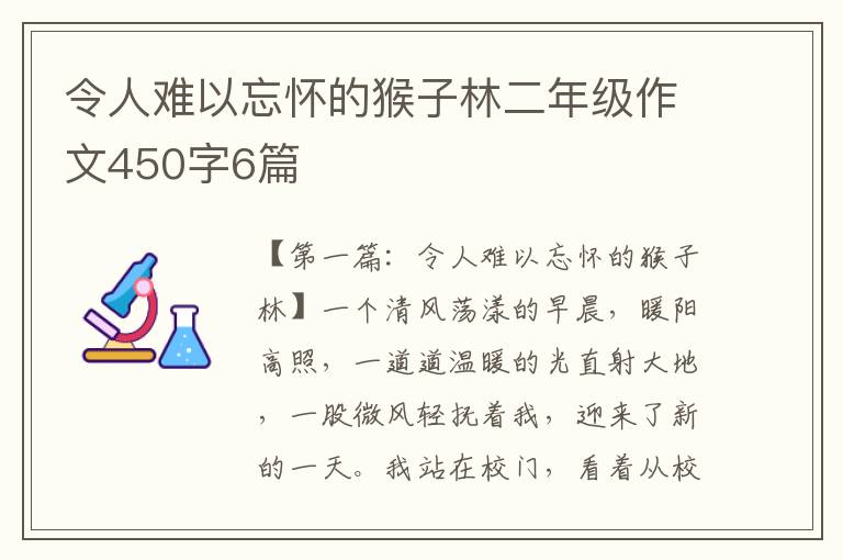 令人难以忘怀的猴子林二年级作文450字6篇