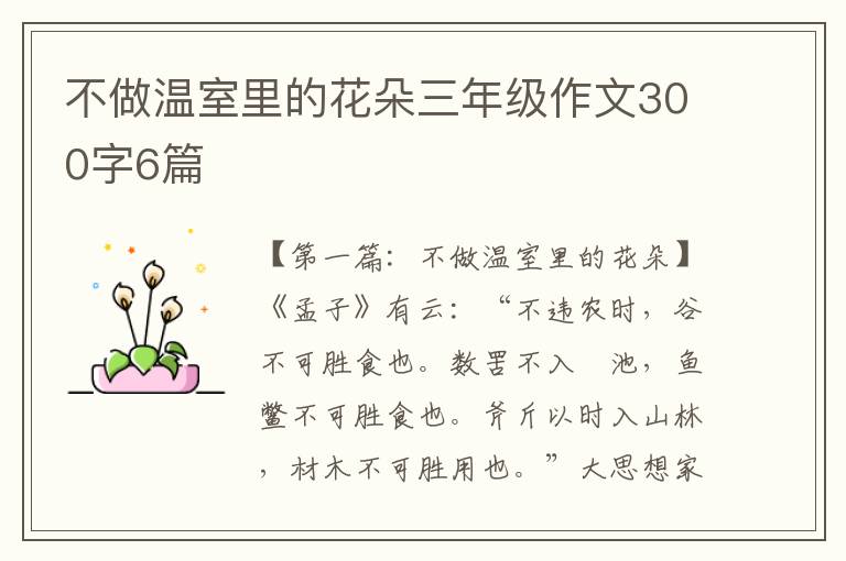 不做温室里的花朵三年级作文300字6篇